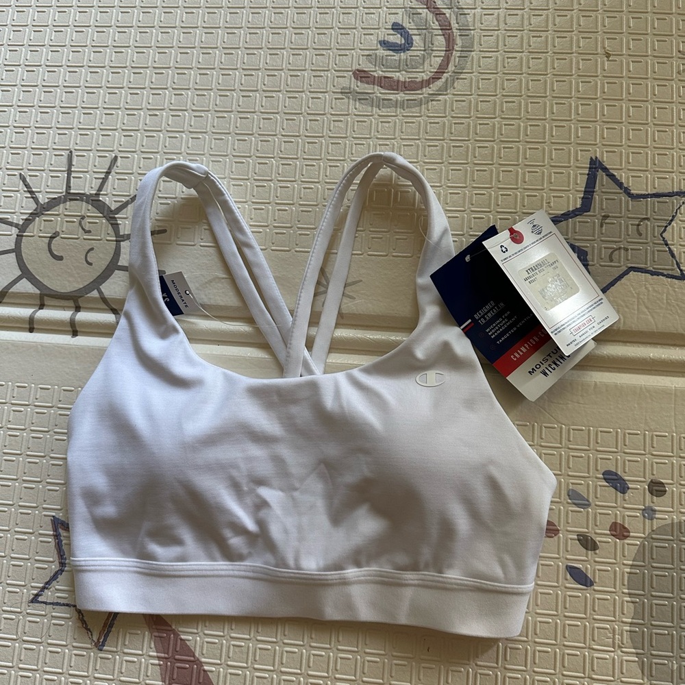 Champion White Cross-Back Low-Impact Sports Bra